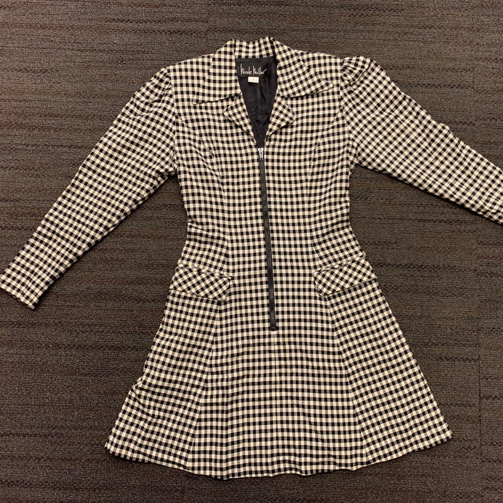 Vintage Nicole Miller houndstooth zippered dress